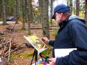 Painting in the woods