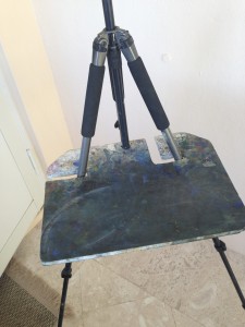 Home made tripod support board, front view