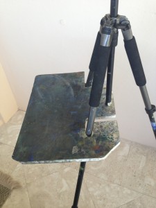 Home made tripod support board, side view