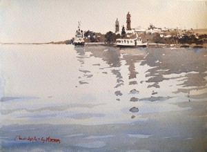 Watercolour 15"x11" Old ferries never die