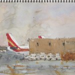 watercolor painting from 834 on JFK airport