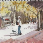 watercolor painting street in Columbia California
