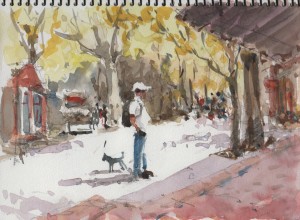 watercolor painting street in Columbia California